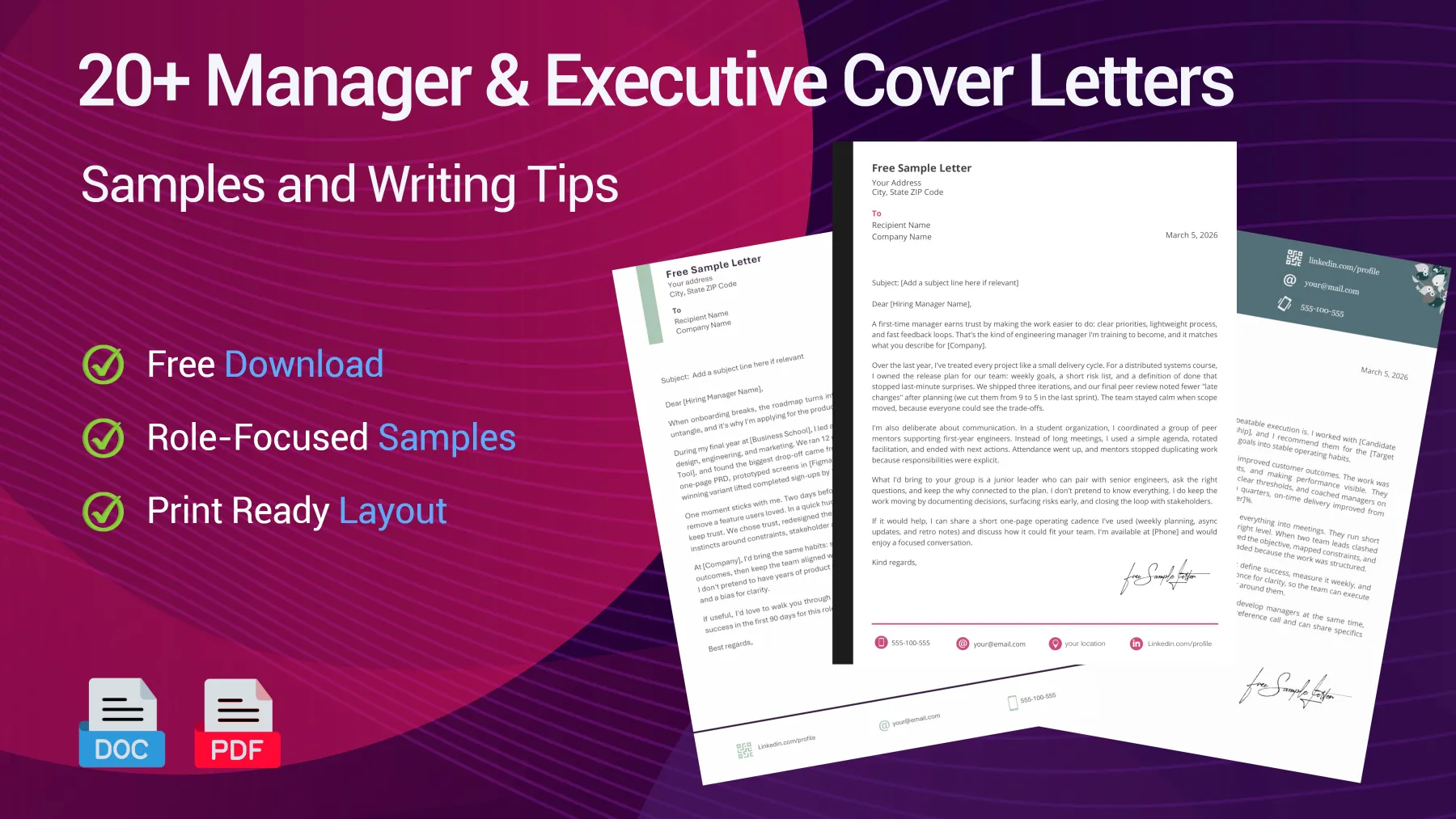 Management cover letter examples for leadership, supervisory and executive positions