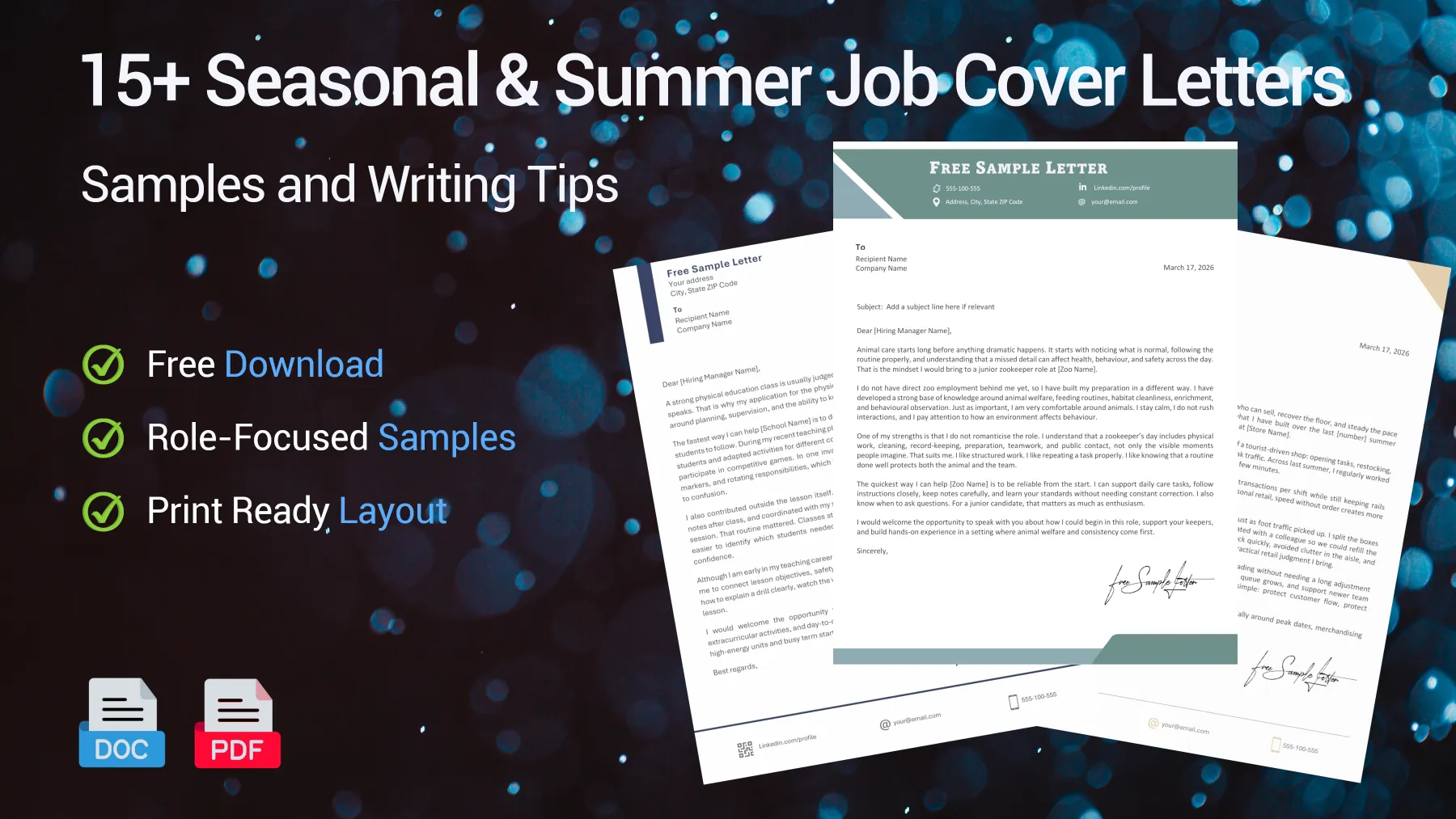 Seasonal and summer job cover letter examples for short-term, holiday and part-time positions