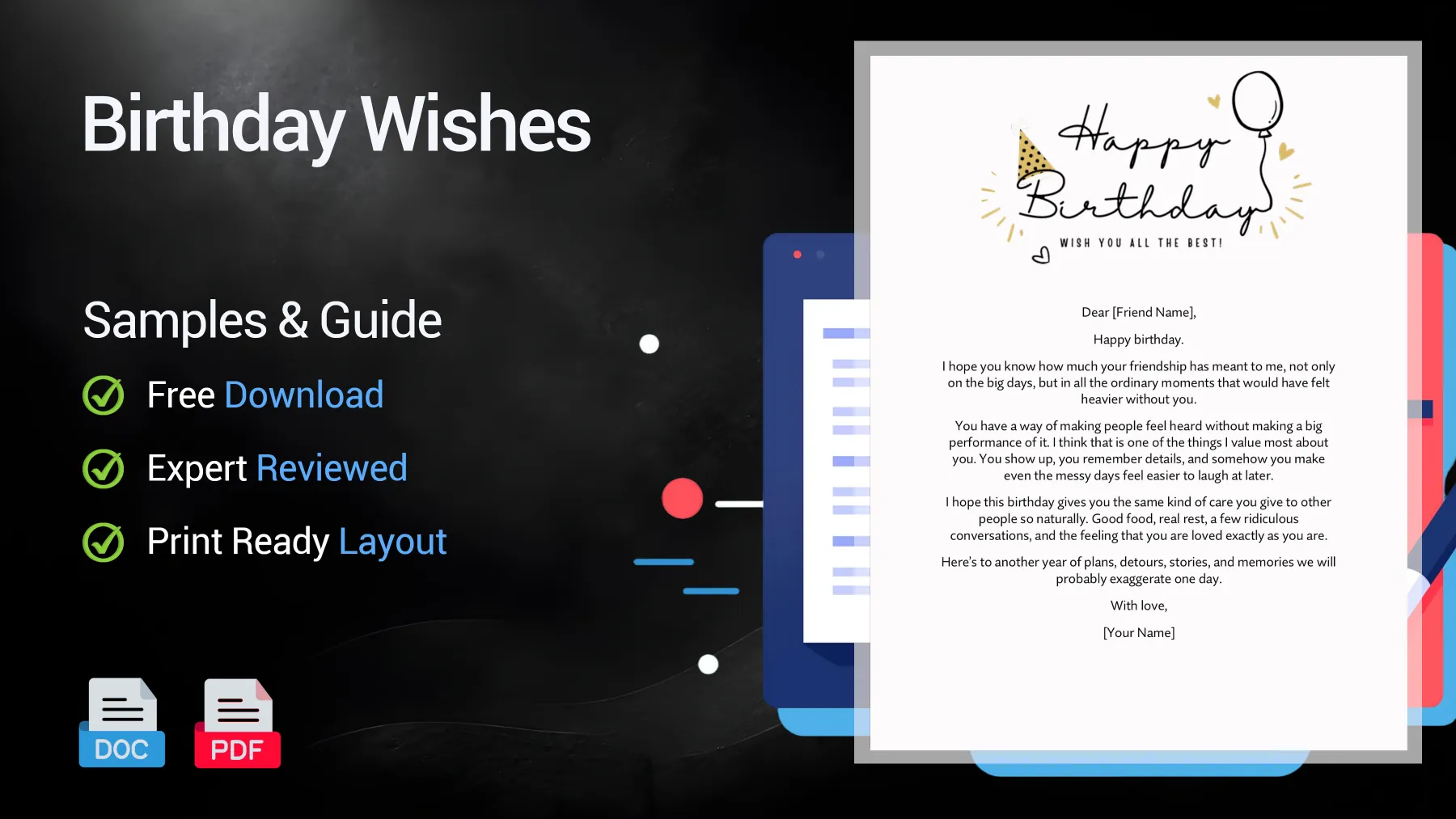 Example of birthday wishes and greeting card messages for friends, family and coworkers