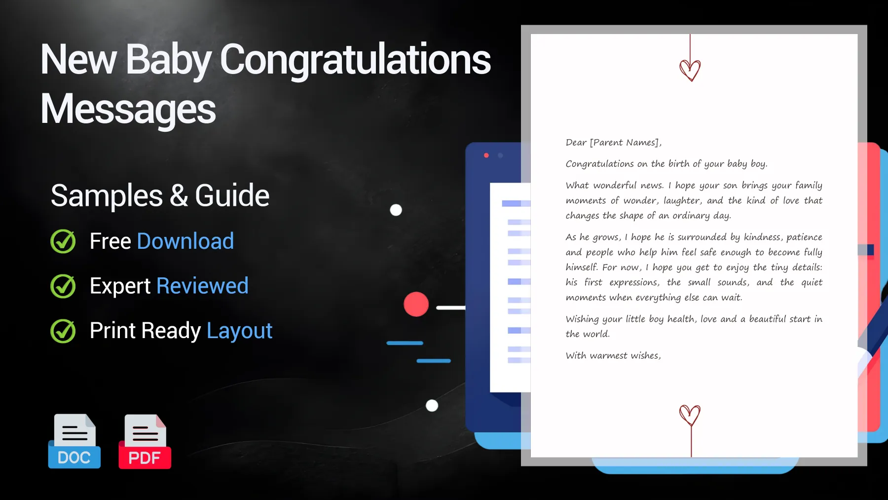 Example of new baby congratulations messages and birth card wishes for parents