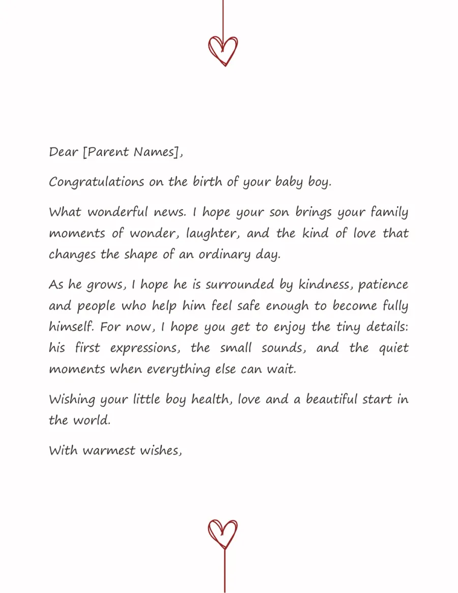 Preview of the New Baby Congratulations Template You Can Download