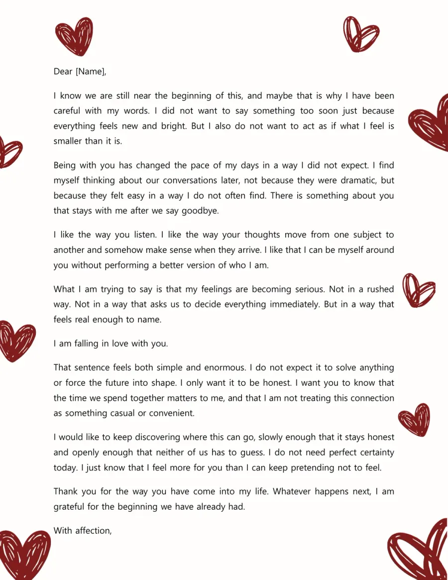 Preview of the Love Letter Template You Can Download