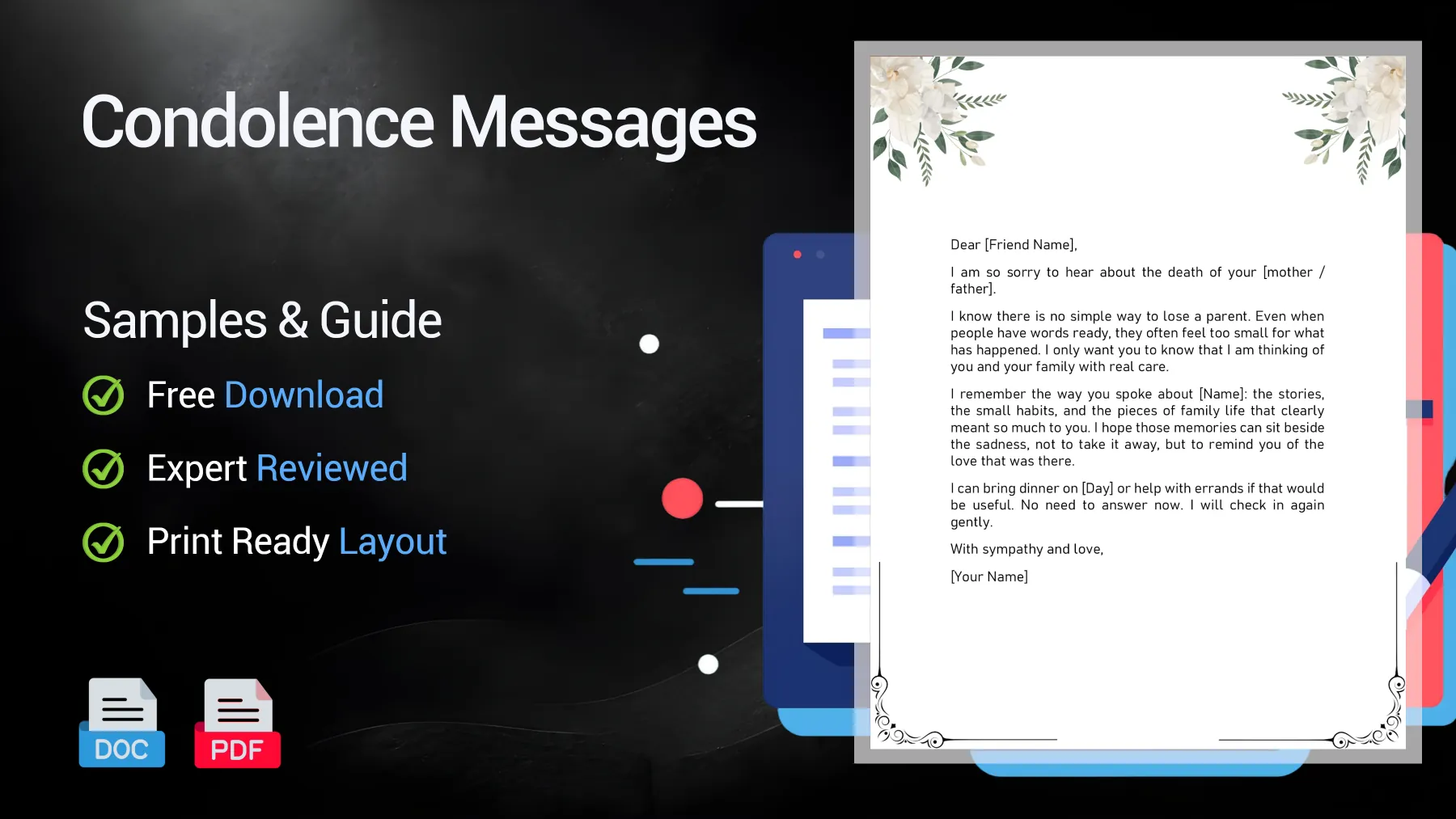 Example of condolence messages and sympathy notes for a grieving friend