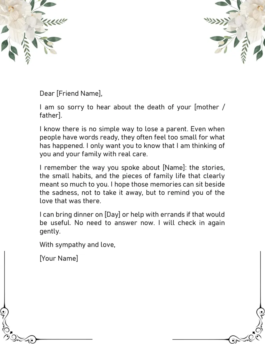 Preview of the Condolence Message Template You Can Download
