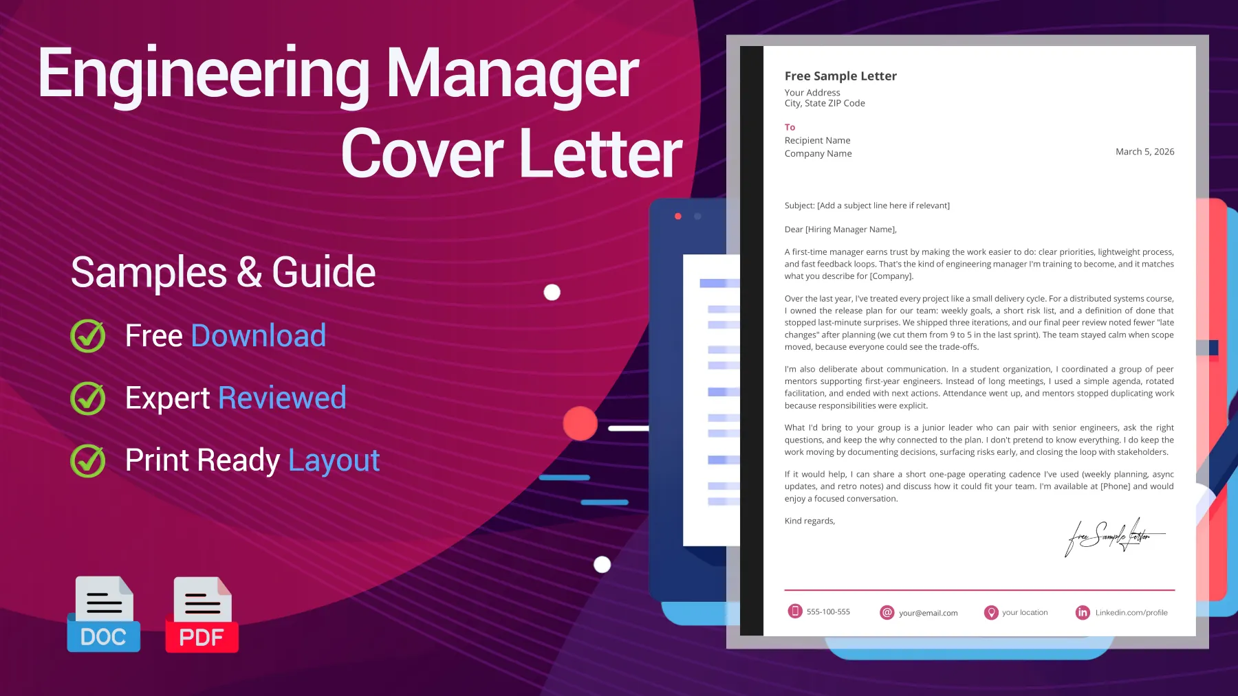 Example of an engineering manager cover letter for a technical manager role