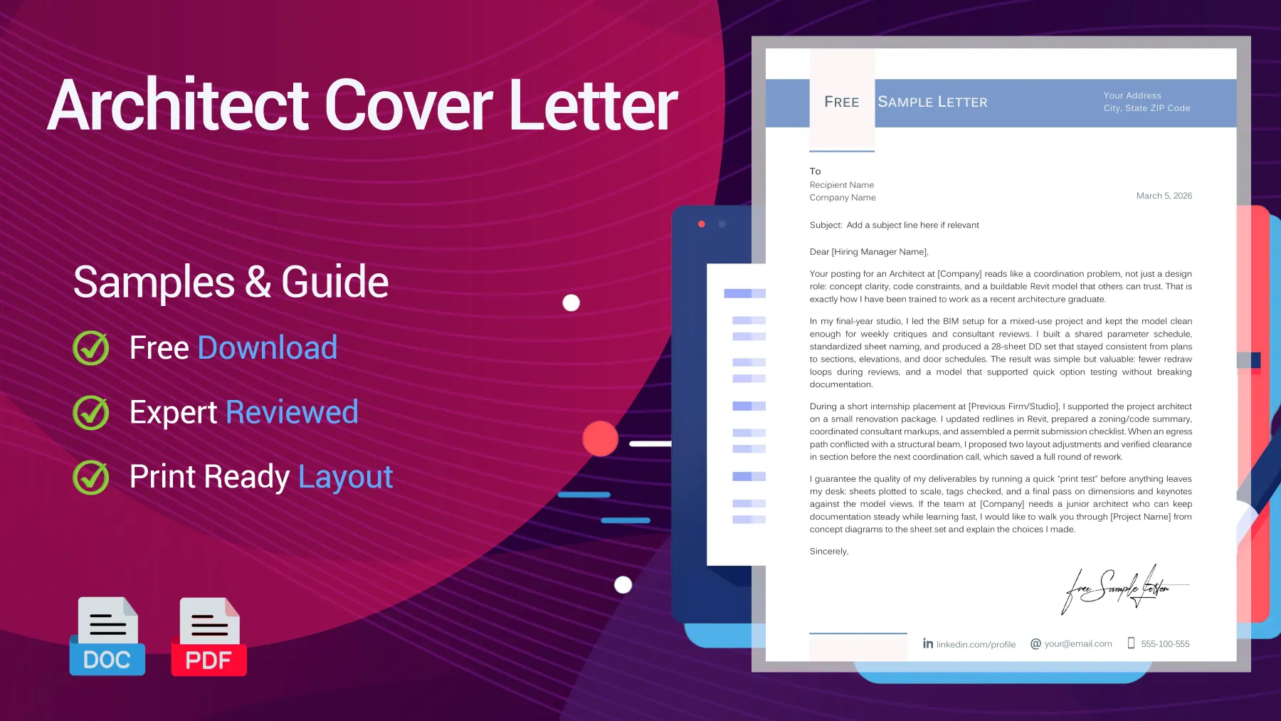 Example of an architect cover letter for an architecture position