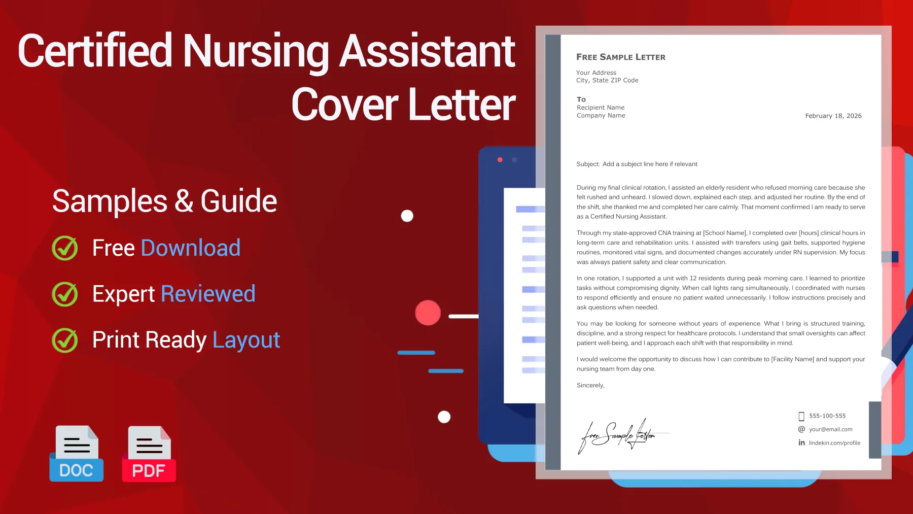 Example of a Certified Nursing Assistant cover letter for a healthcare position