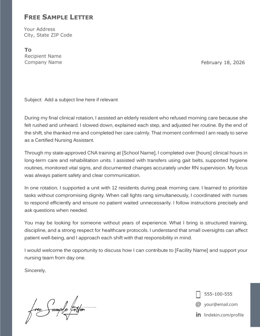 CNA Cover Letter Template – Preview the Document Before Download