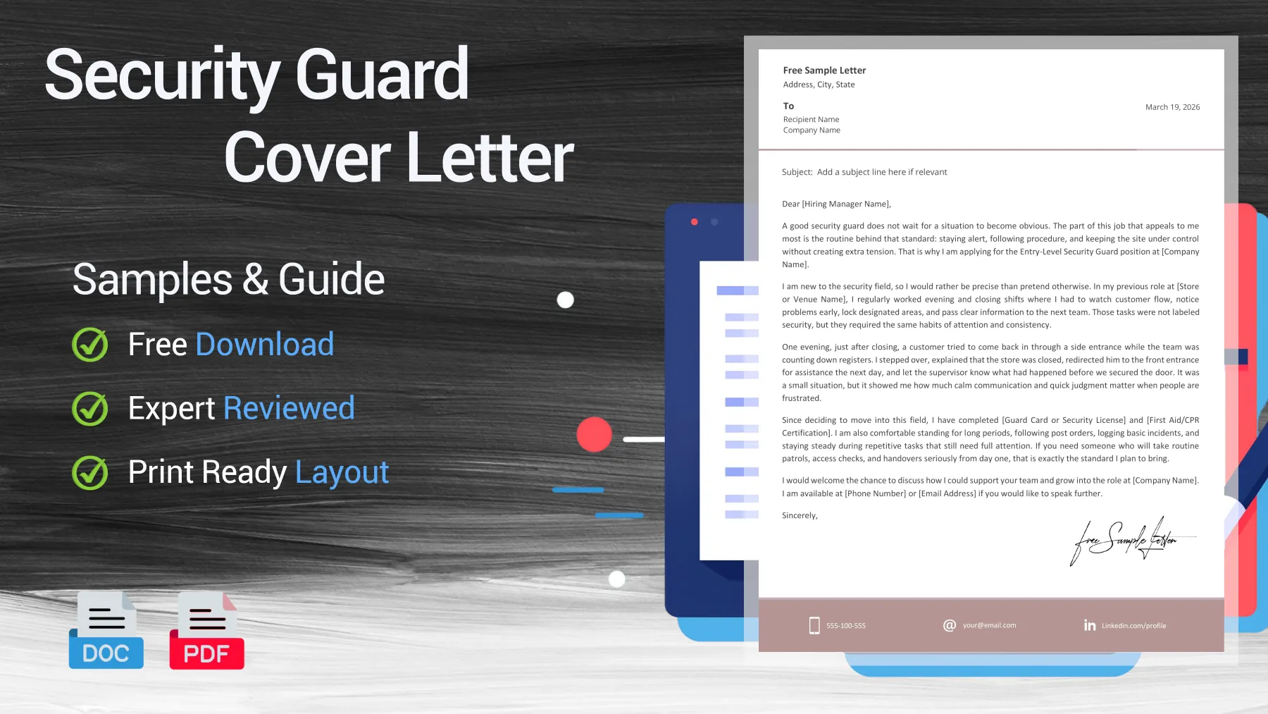 Example of a security guard cover letter for a security officer position