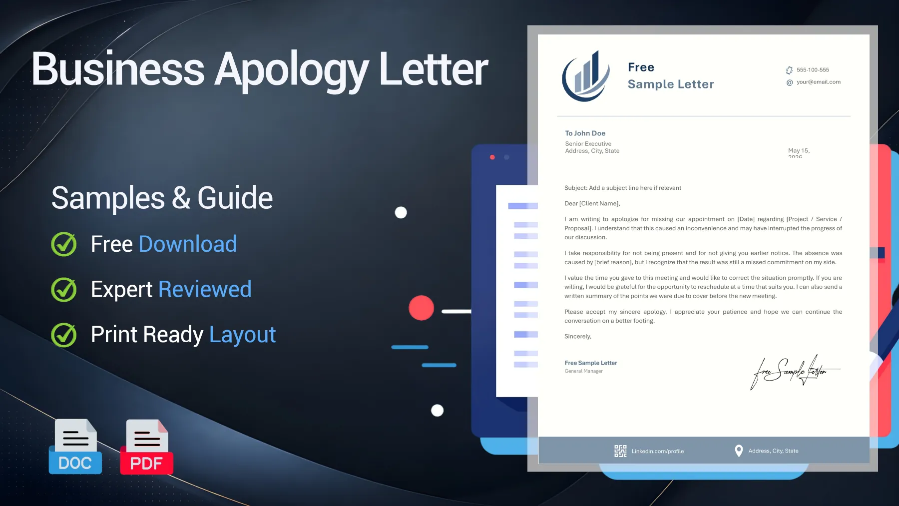 Example of a business apology letter after missing a meeting or conference