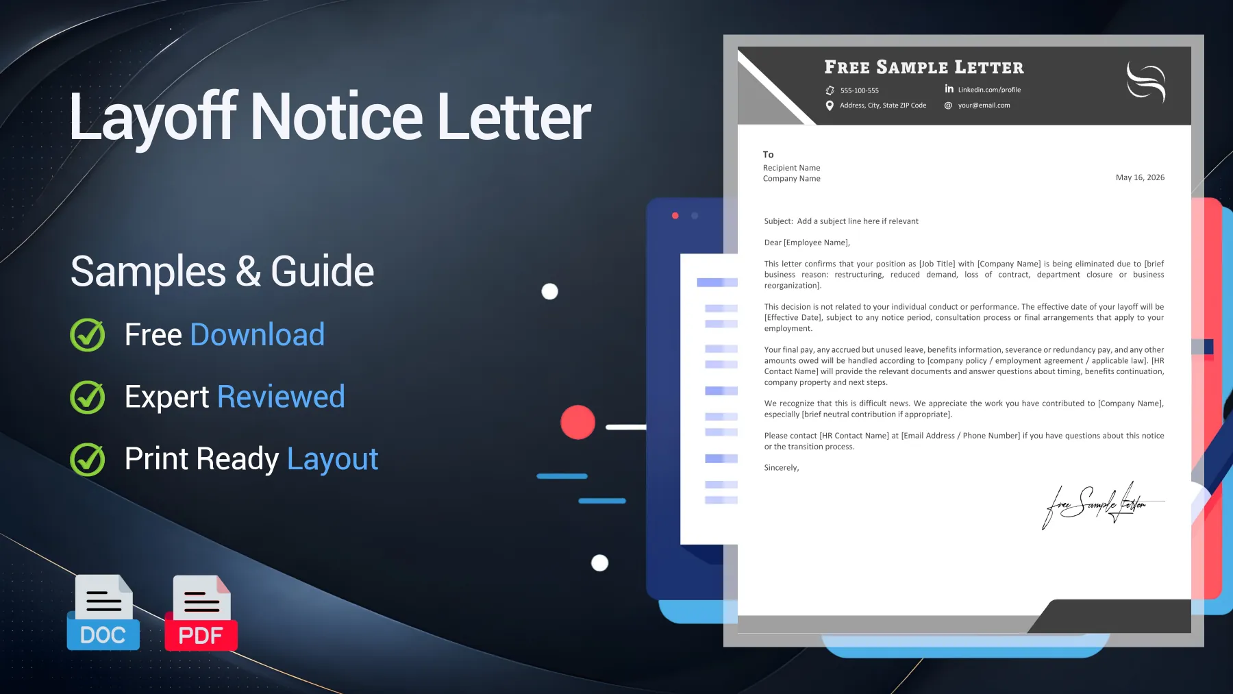 Example of a layoff notice letter from an employer to an employee