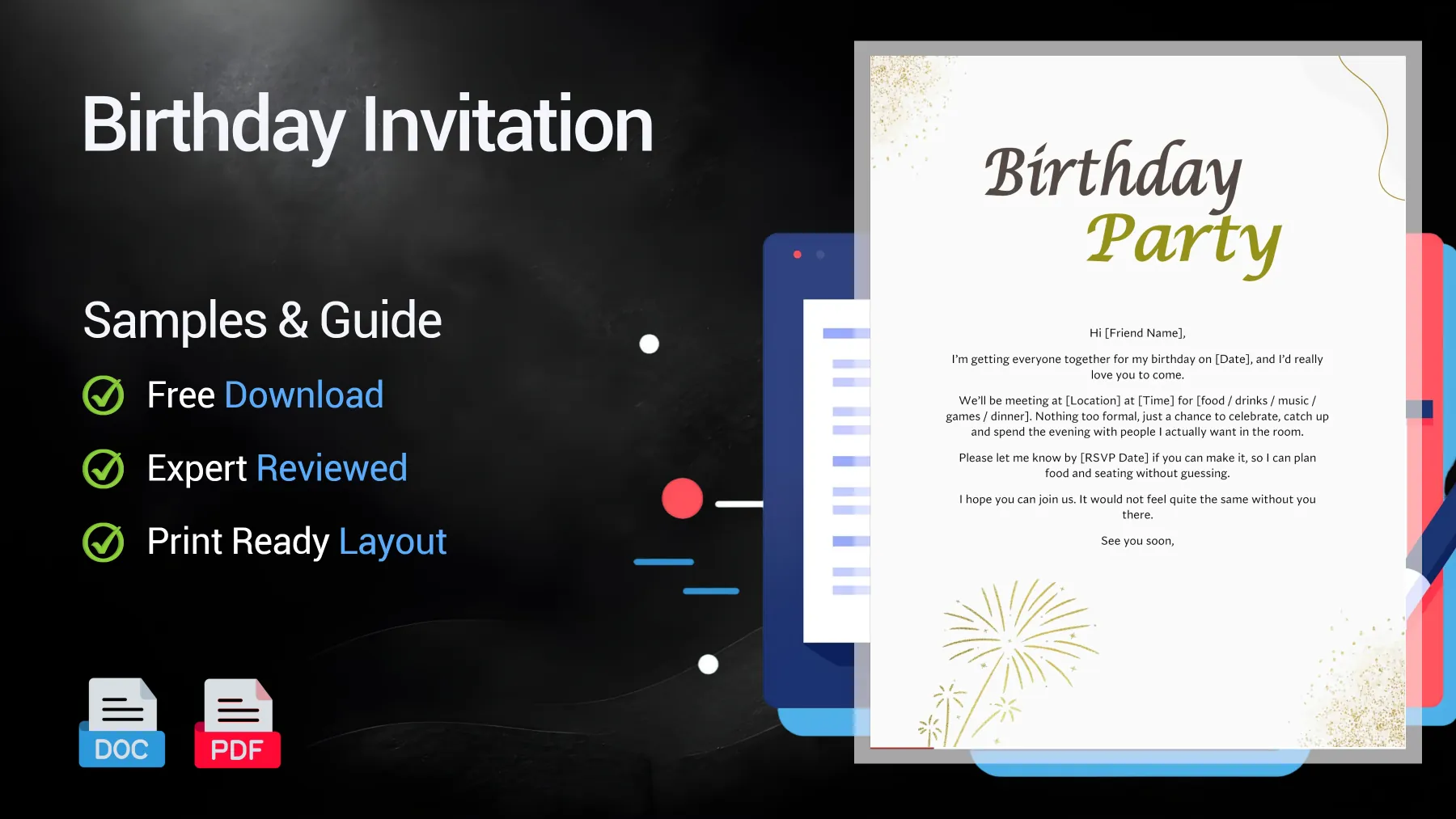 Example of birthday invitation messages for cards, texts and party emails