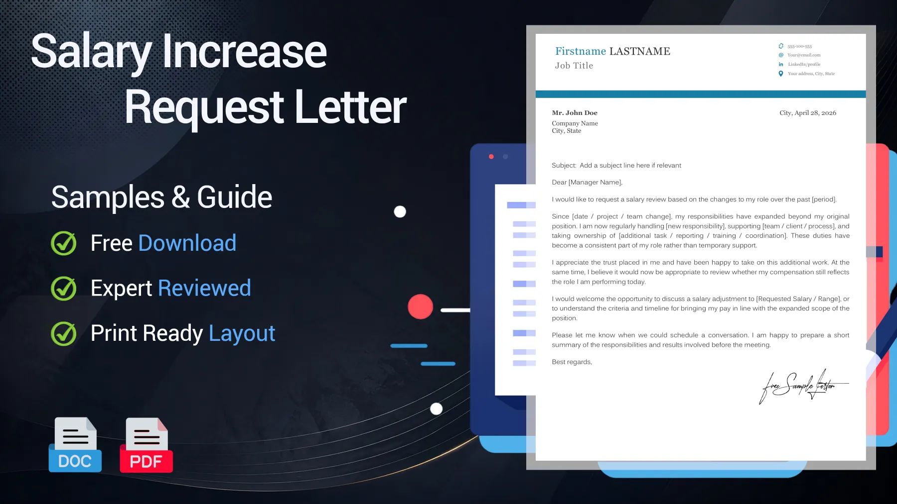 Example of a salary increase request letter sent by an employee to a manager or HR