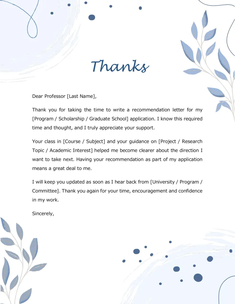 Preview of the Recommendation Thank You Note Template You Can Download