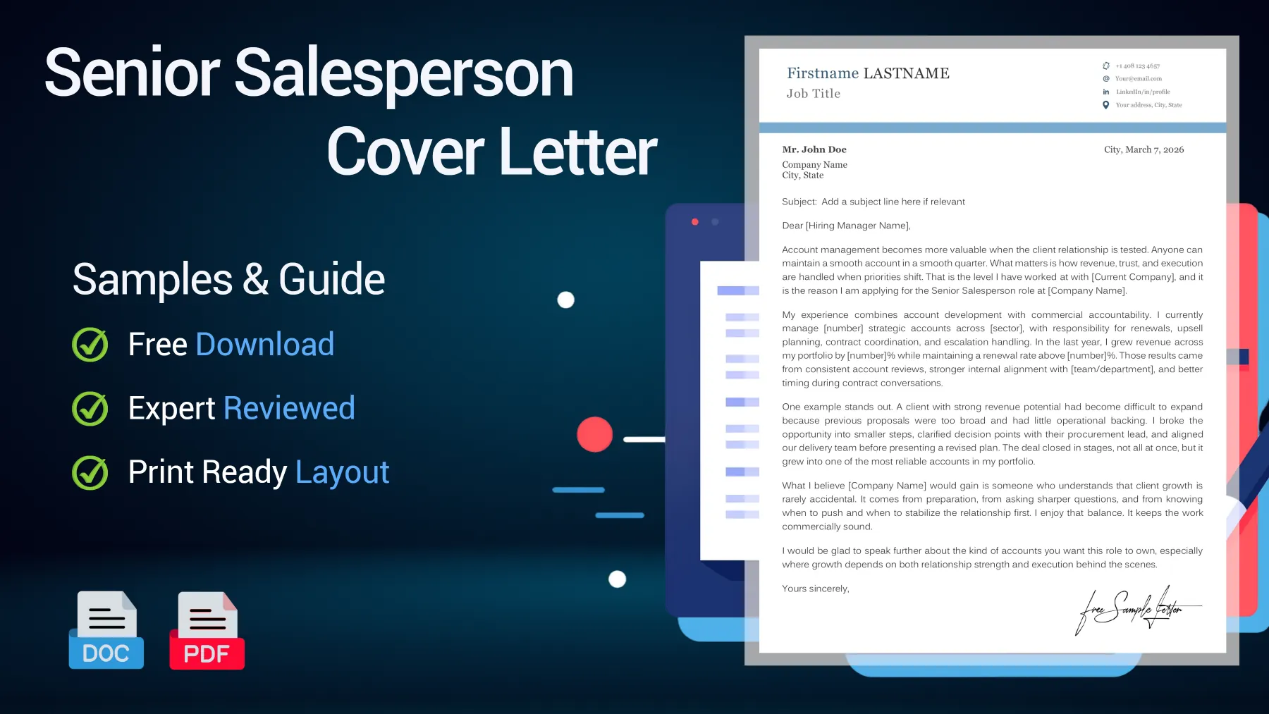 Example of a senior salesperson cover letter for a sales leadership position