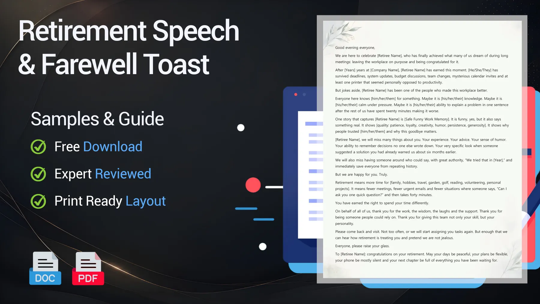 Example of a retirement speech and professional farewell toast