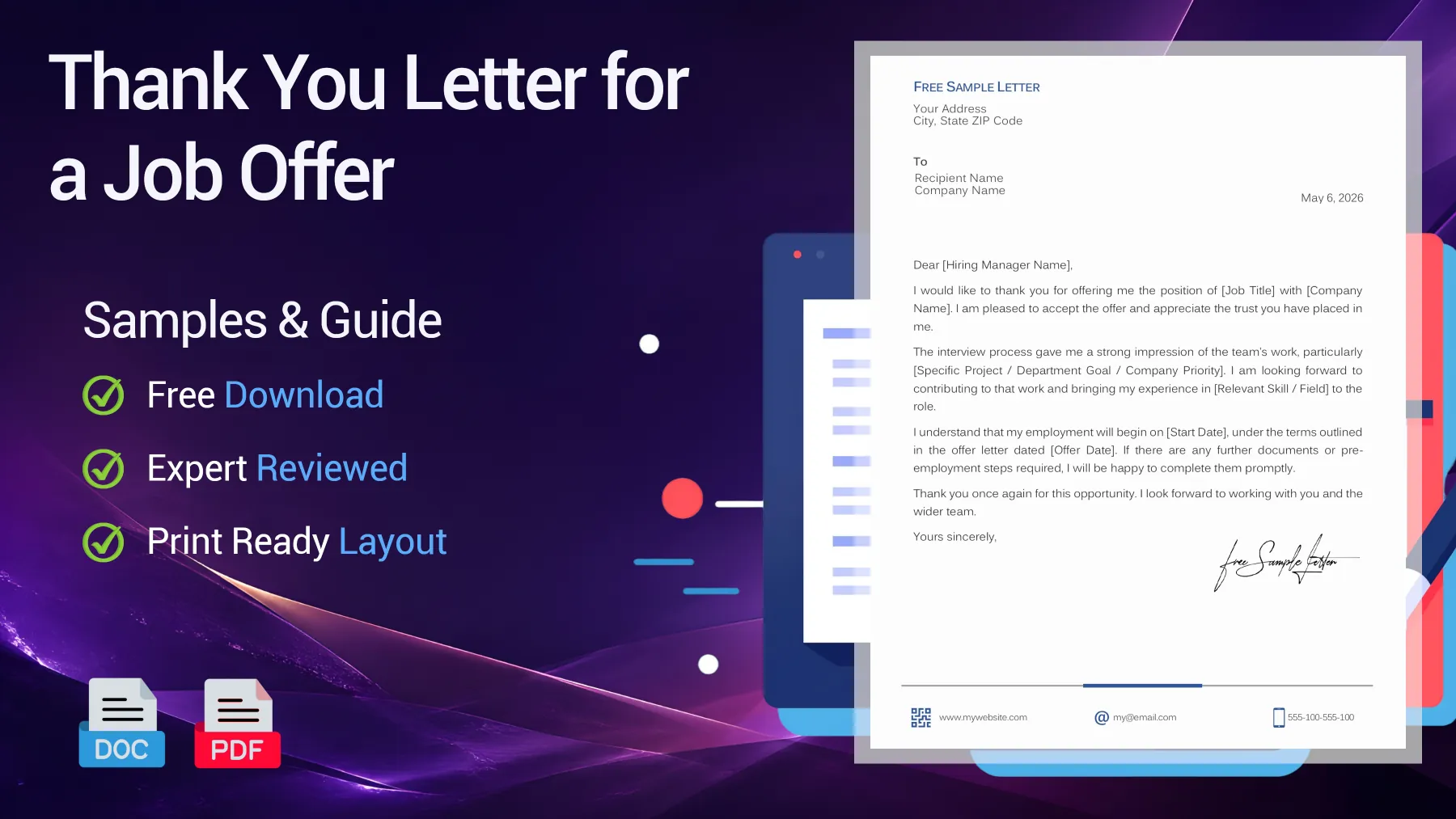 Example of a thank-you letter after accepting a job offer