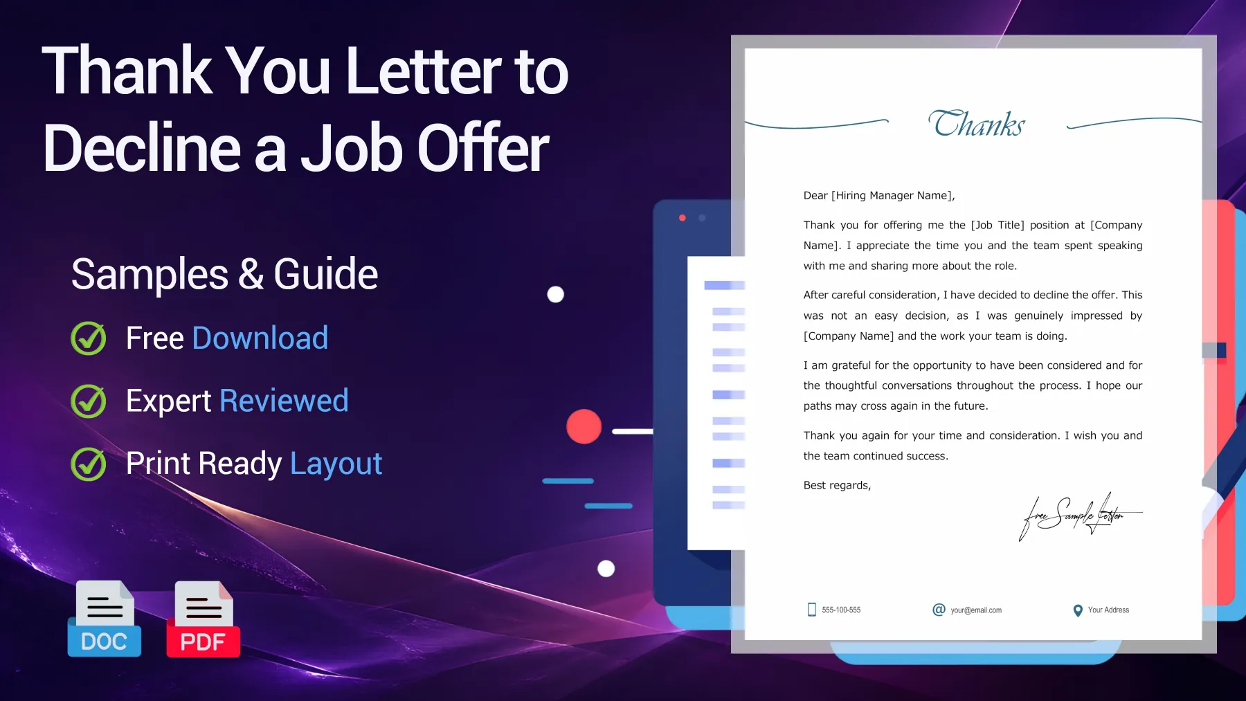 Example of a thank-you letter to decline a job offer politely