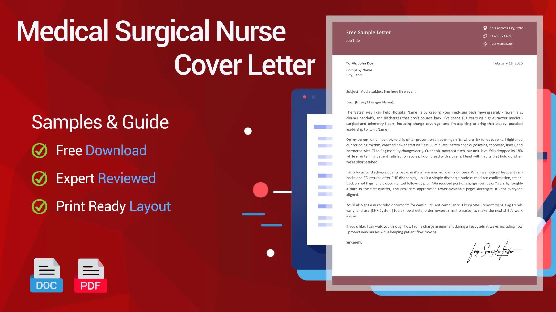 Example of a Medical Surgical Nurse cover letter for a Medical Surgical Nurse position
