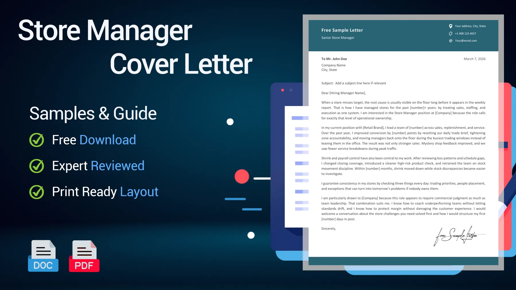 Example of a store manager cover letter for a retail management position