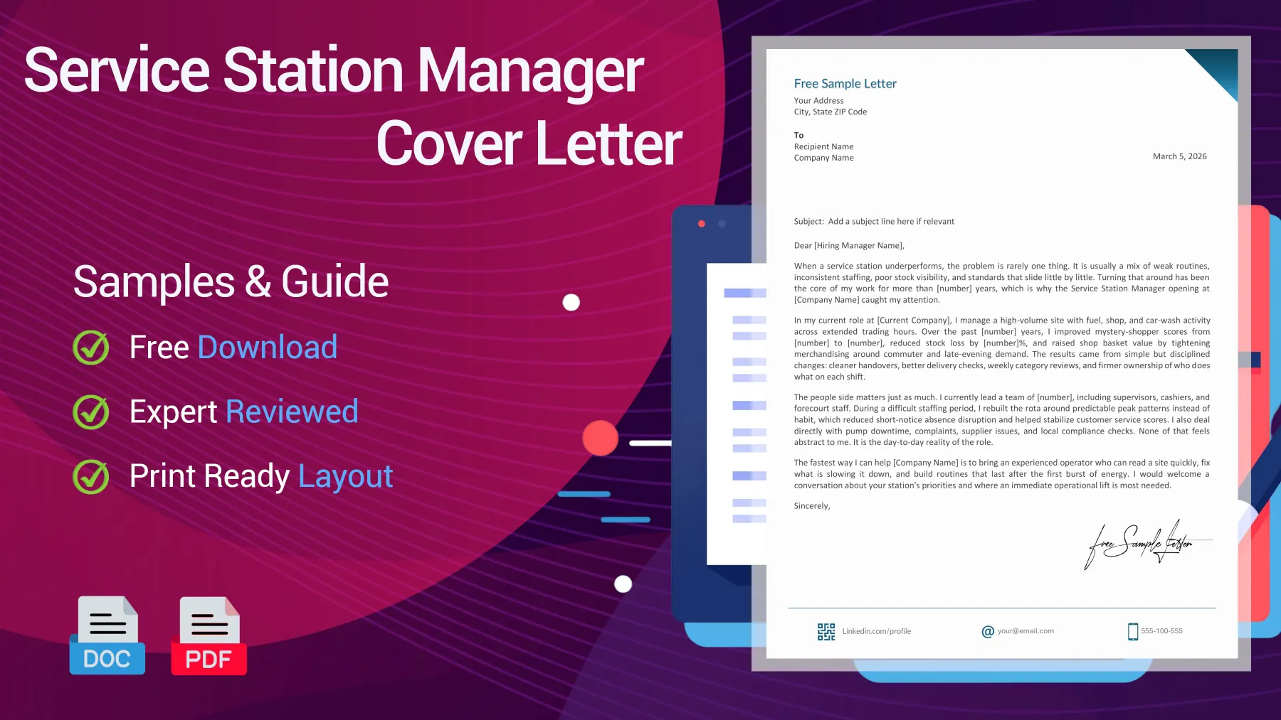 Example of a service station manager cover letter for a retail fuel position