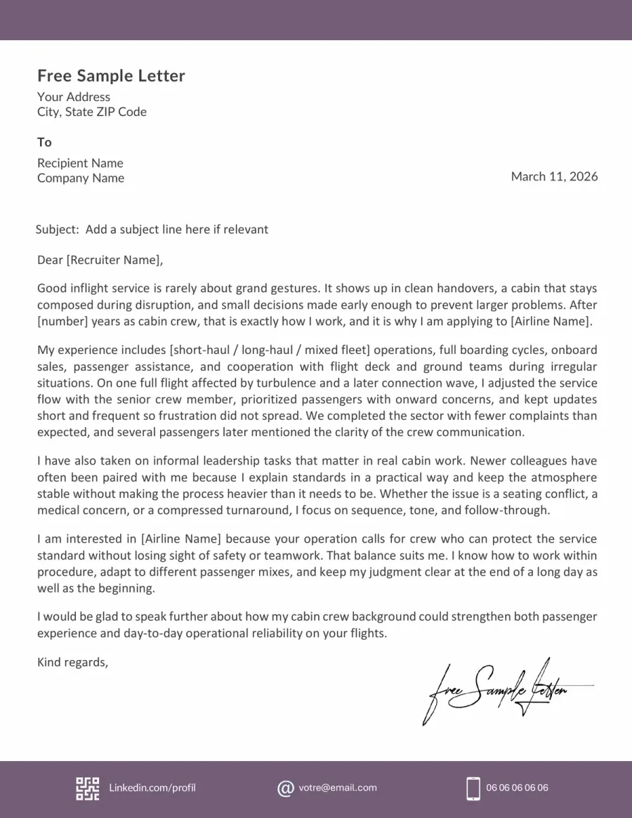 Flight Attendant Template Preview Before Word/PDF Download