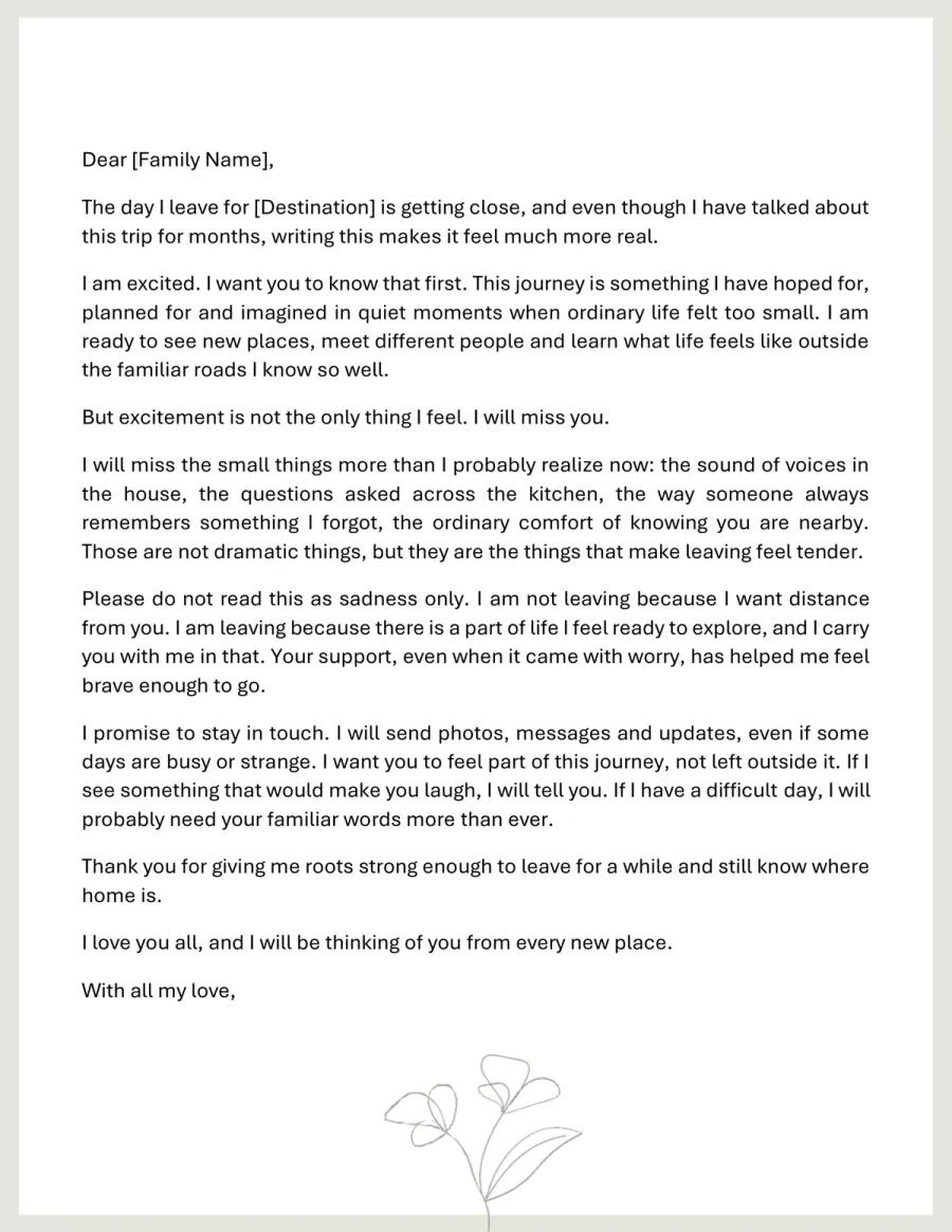 Preview of the Personal Goodbye Letter Template You Can Download
