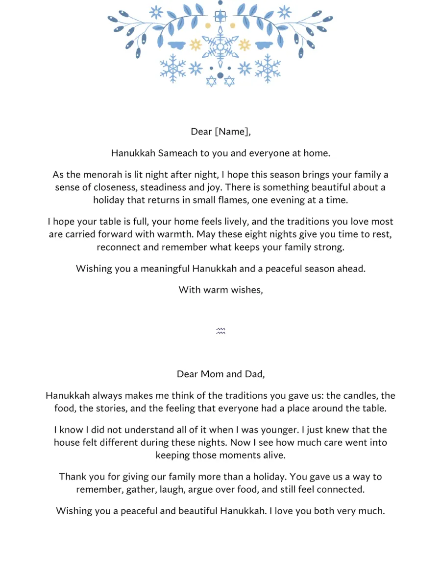 Preview of the Hanukkah Wishes Template You Can Download