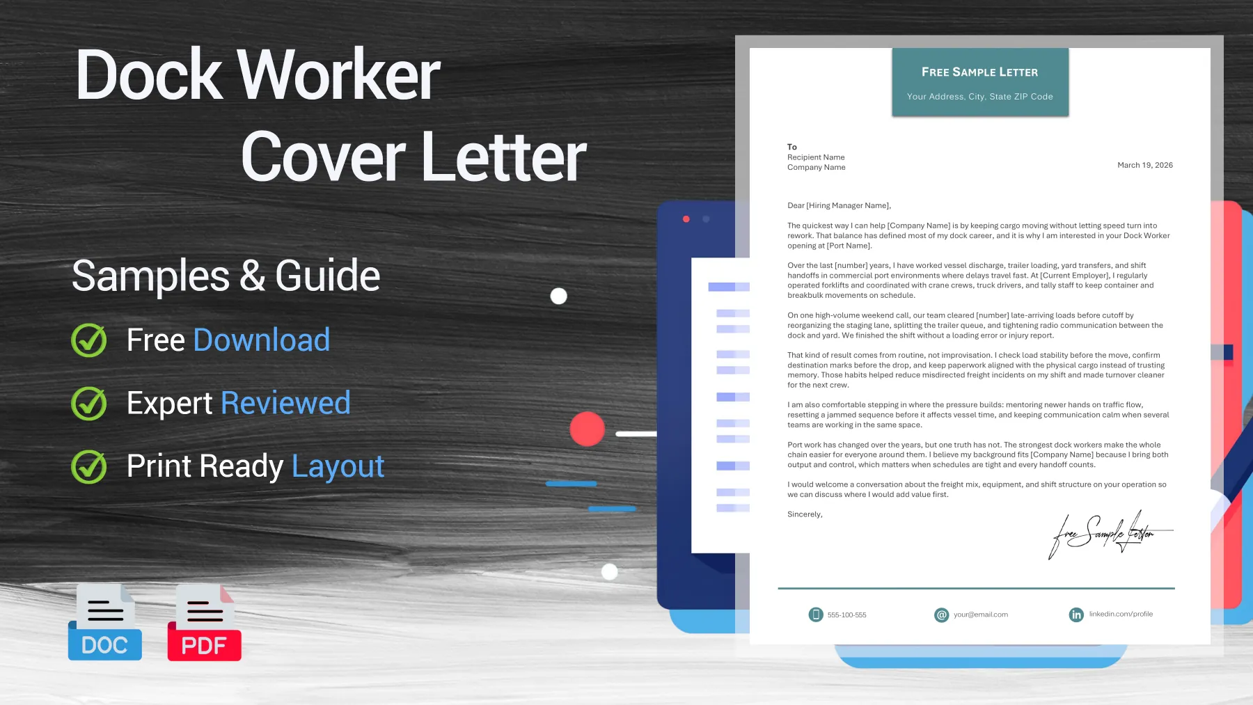 Example of a dock worker cover letter for a commercial port position