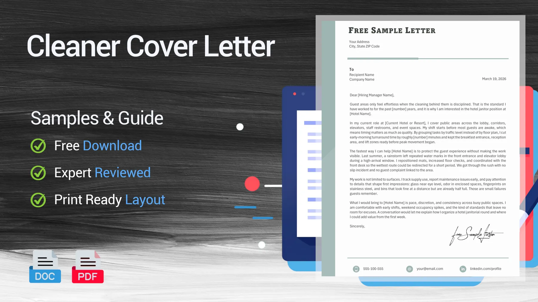 Example of a cleaner cover letter for a cleaning position