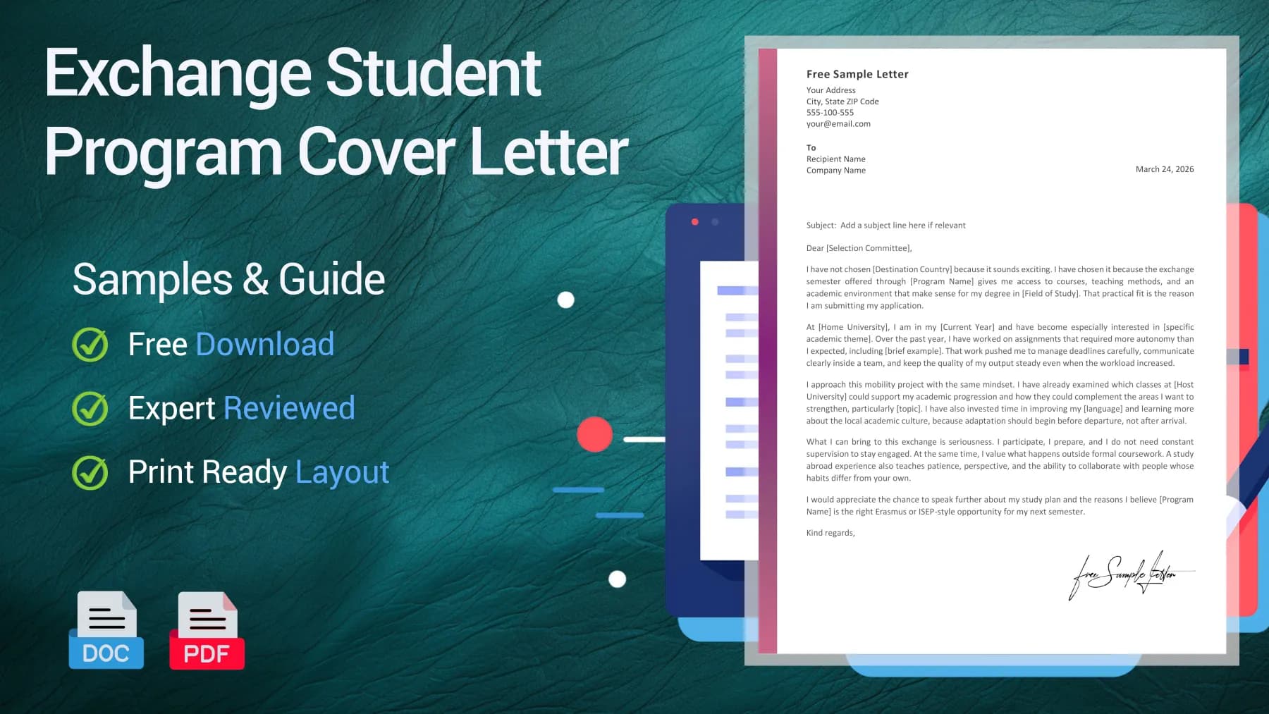 Example of a cover letter for an exchange student program position