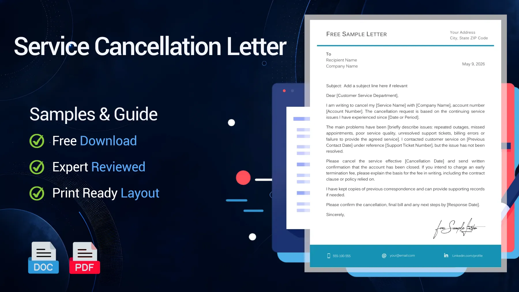 Example of a service cancellation letter with account number and final billing request