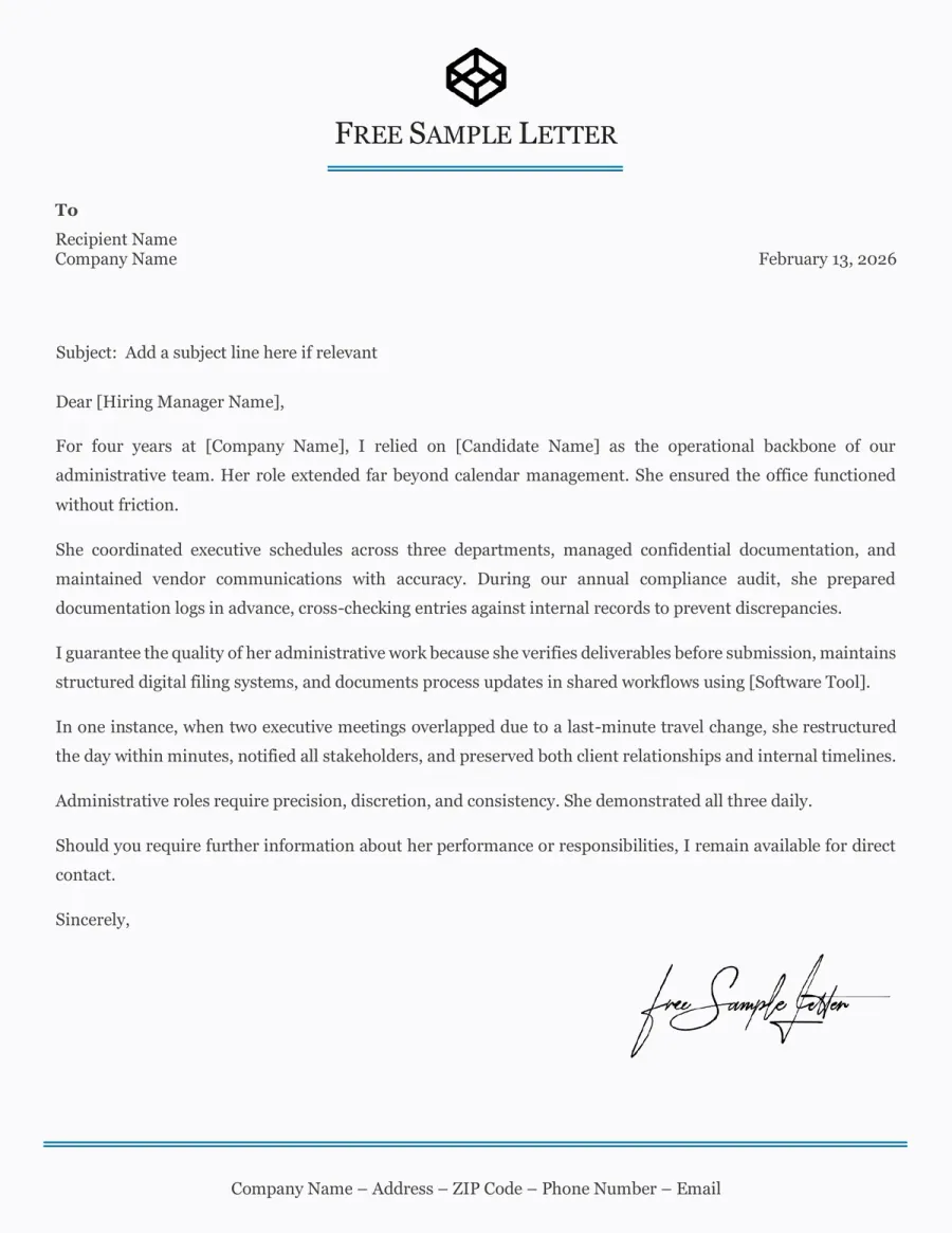 Reference Letter Template Preview Before Download