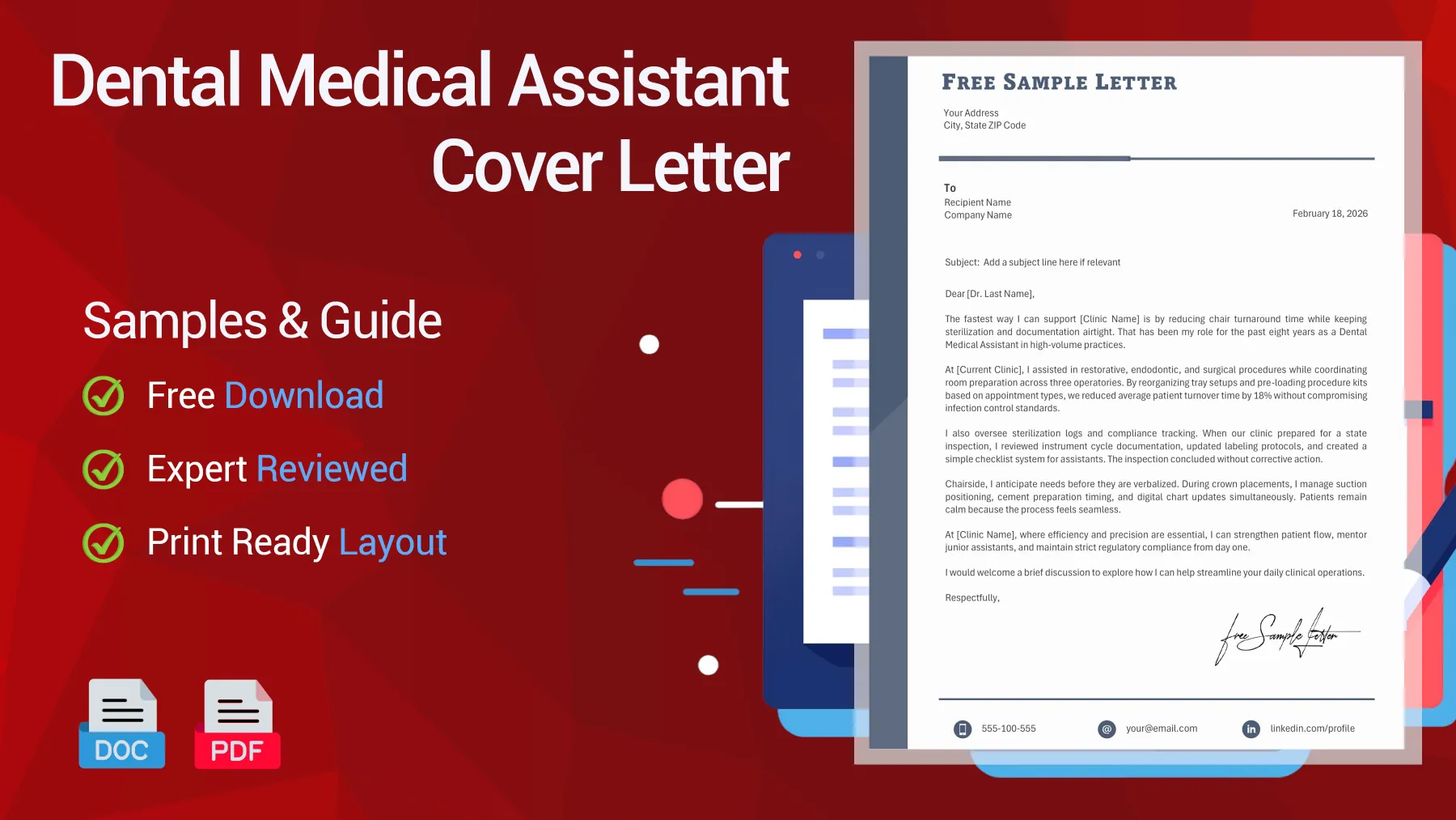 Example of a Dental Medical Assistant cover letter for a clinical support position