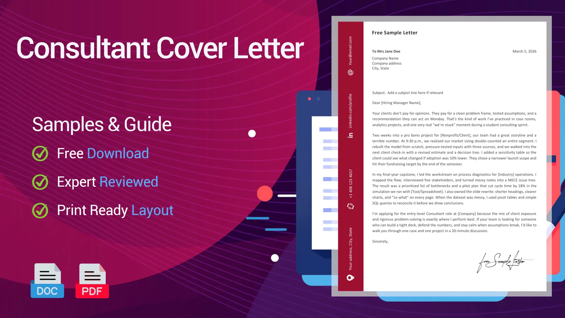 Example of a consultant cover letter for a consulting position