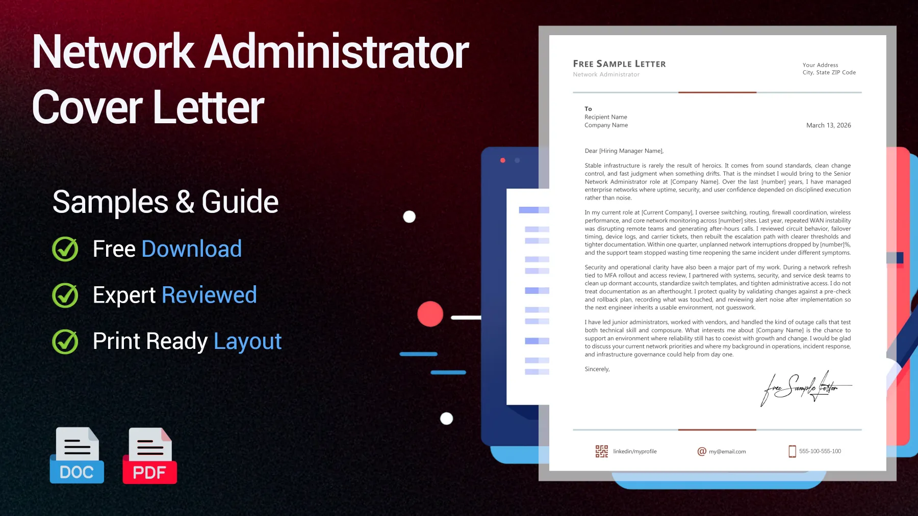 Example of a network administrator cover letter for an IT systems network engineer position