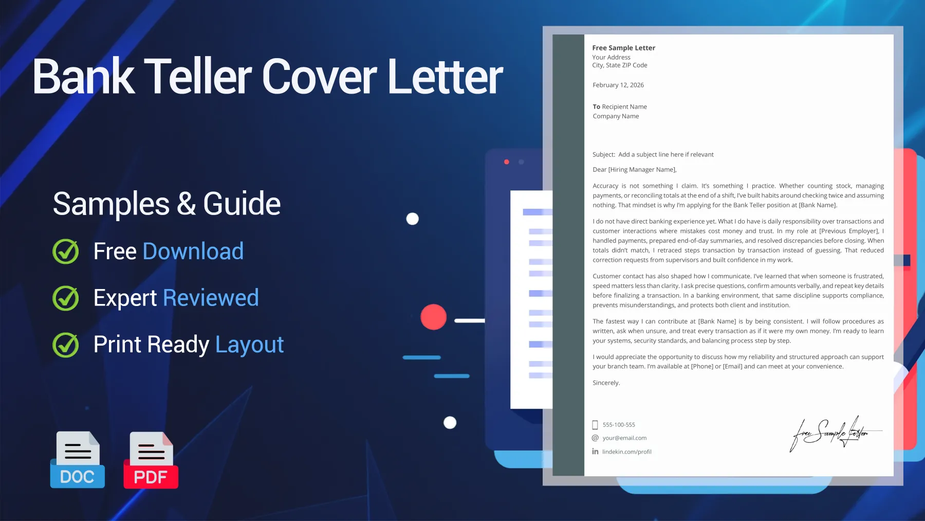 Example of a bank teller cover letter for a banking position