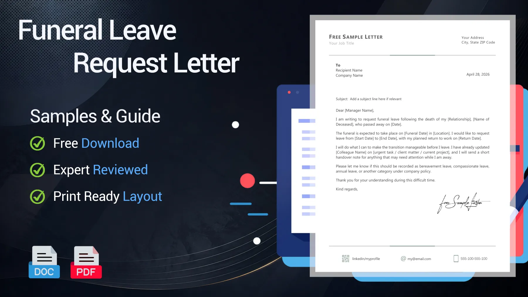 Example of a funeral leave request letter for an employee after a bereavement