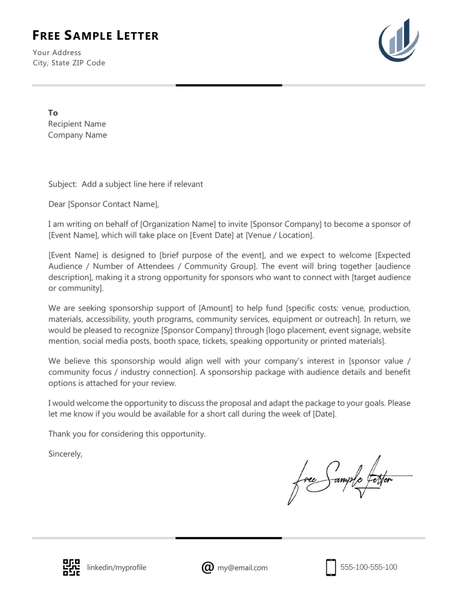 Preview of the Free Sponsorship Proposal Letter Template