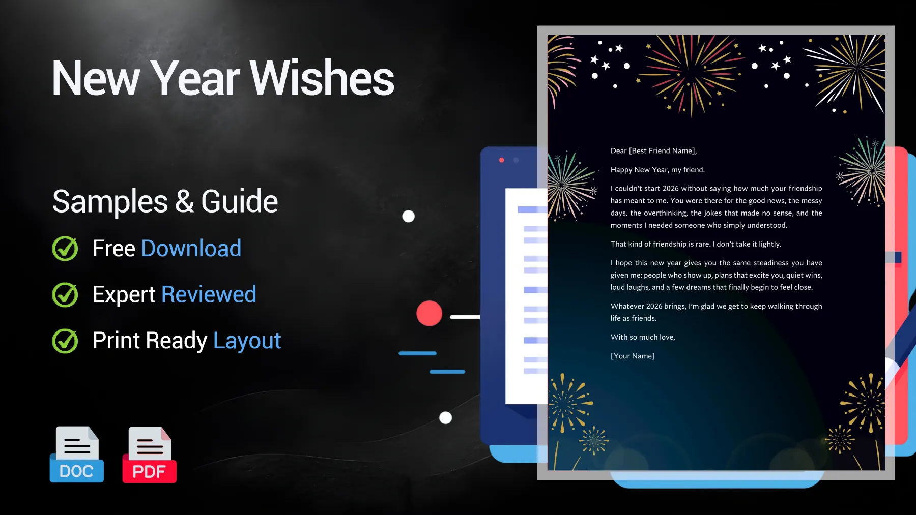 Example of New Year wishes and greeting card messages for family, friends and coworkers
