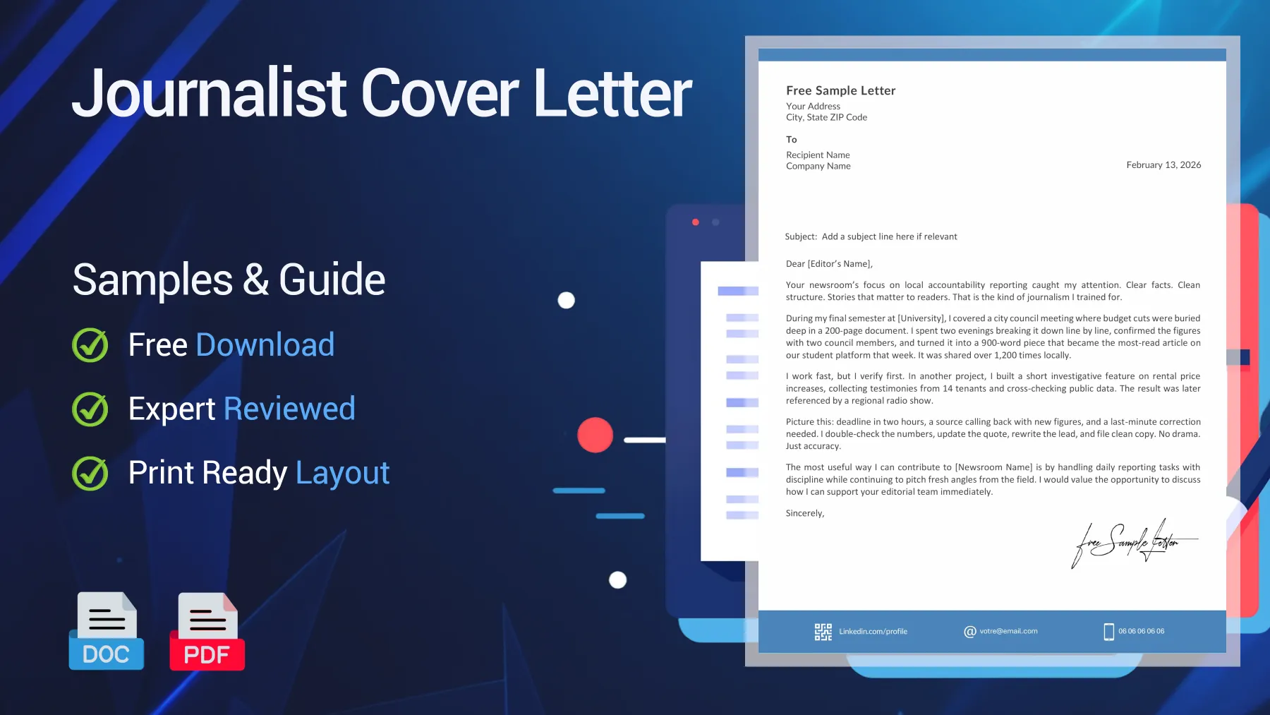 Example of a journalist cover letter for a newsroom position