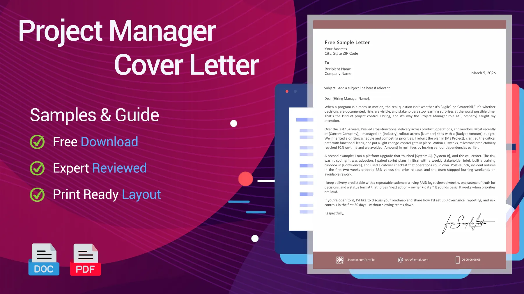 Project Manager Cover Letter Example for a Project Management Role