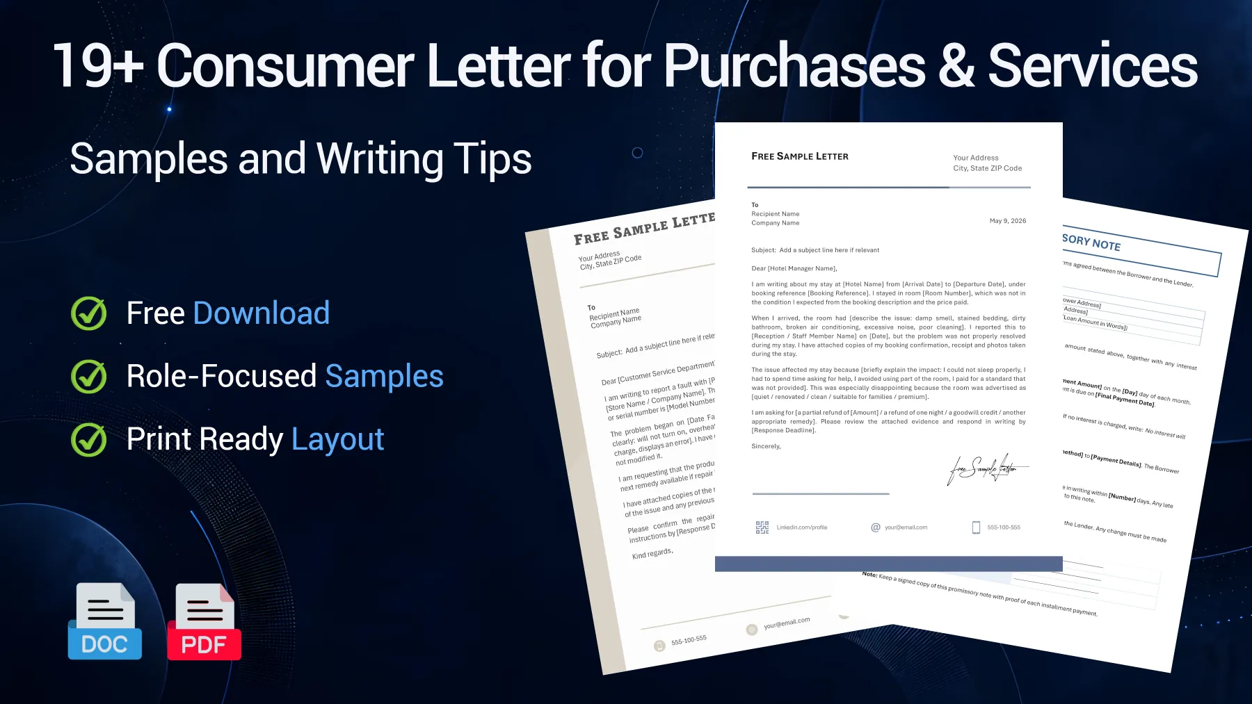 Consumer service letter examples for refunds, complaints, cancellations and customer feedback