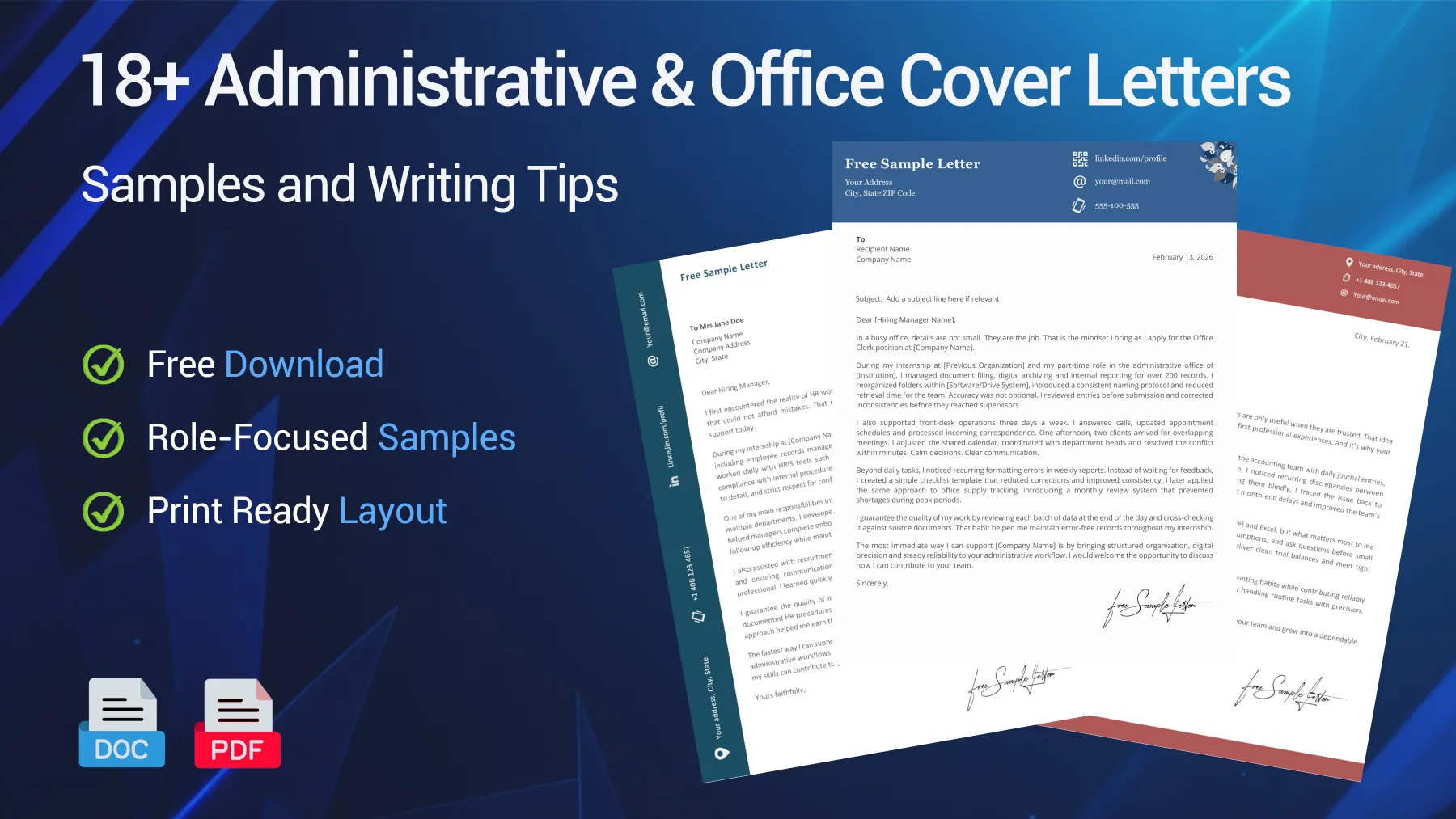 Administrative and office cover letter examples for assistants, office managers and support roles