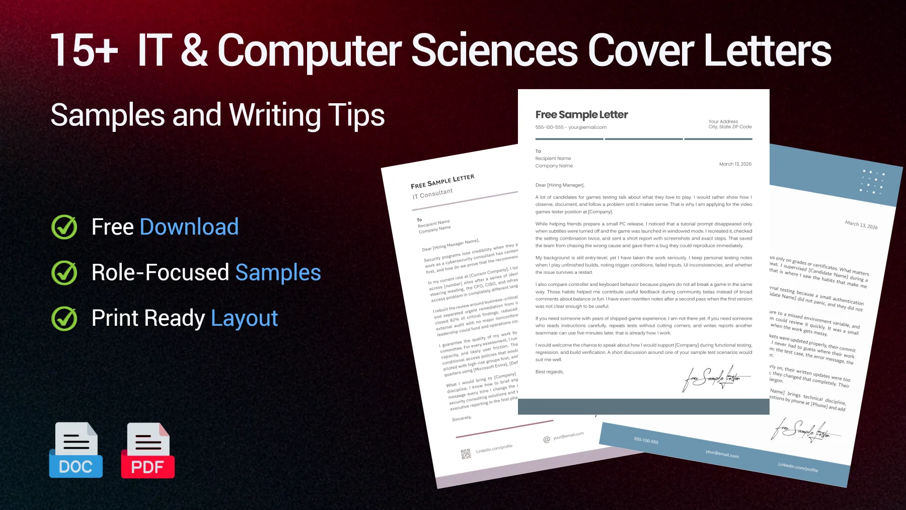 Computer technology and IT cover letter examples for technical, developer and support positions