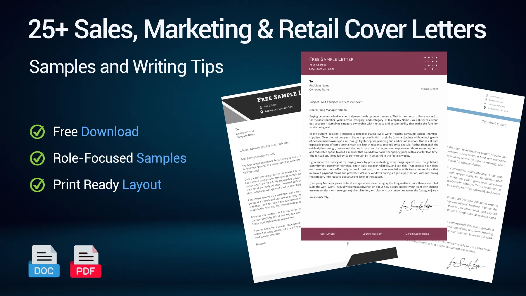 Sales, marketing and retail cover letter examples for customer-facing commercial roles
