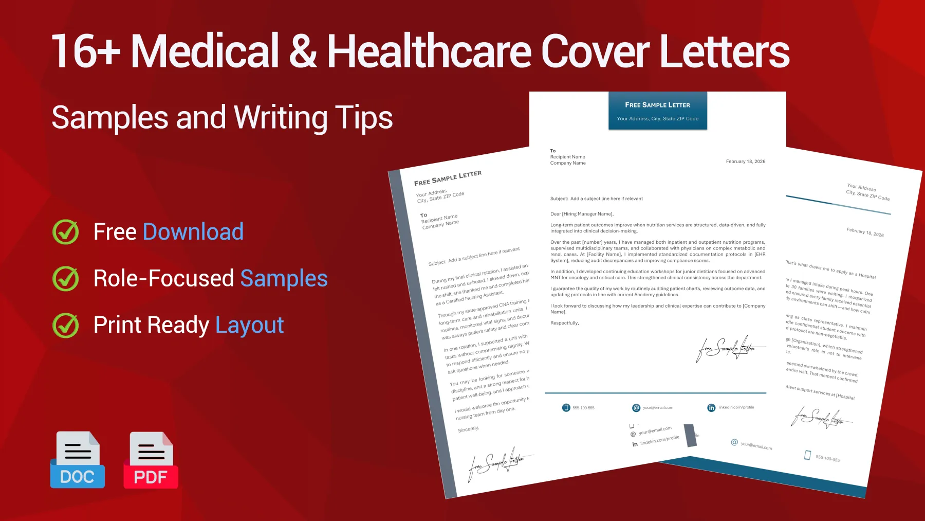 Medical and healthcare cover letter examples for hospital, clinic and care positions