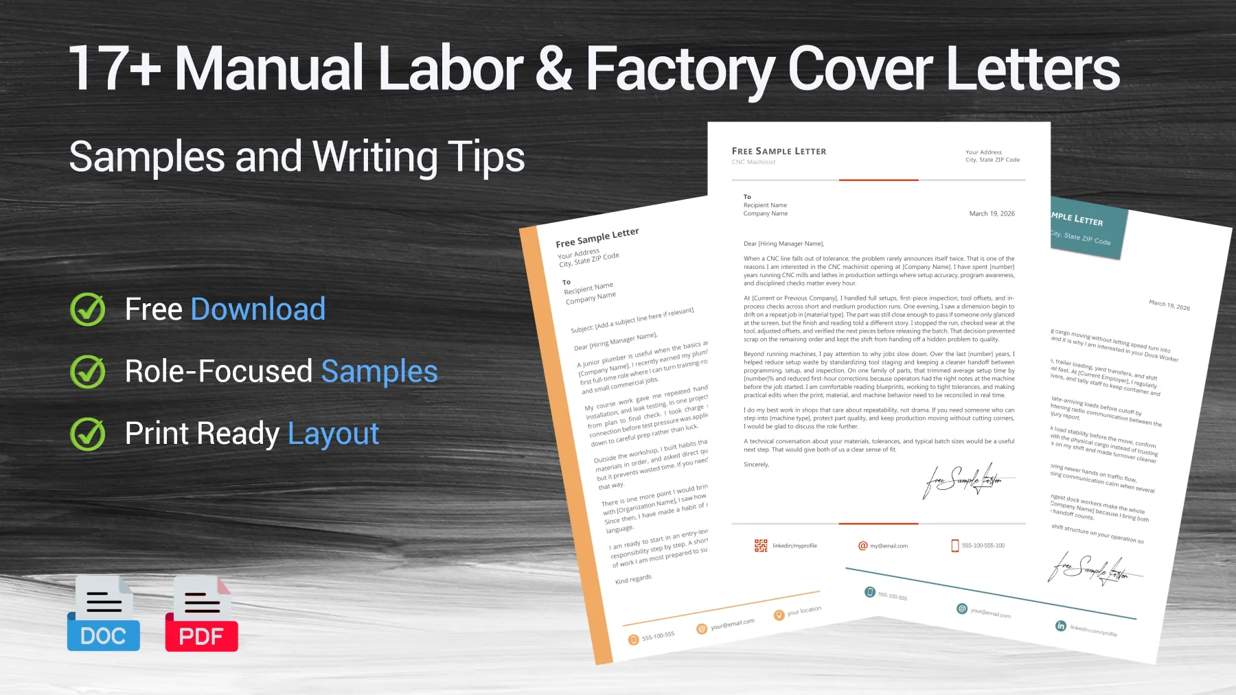 Manual labor and factory cover letter examples for construction, warehouse and blue-collar jobs