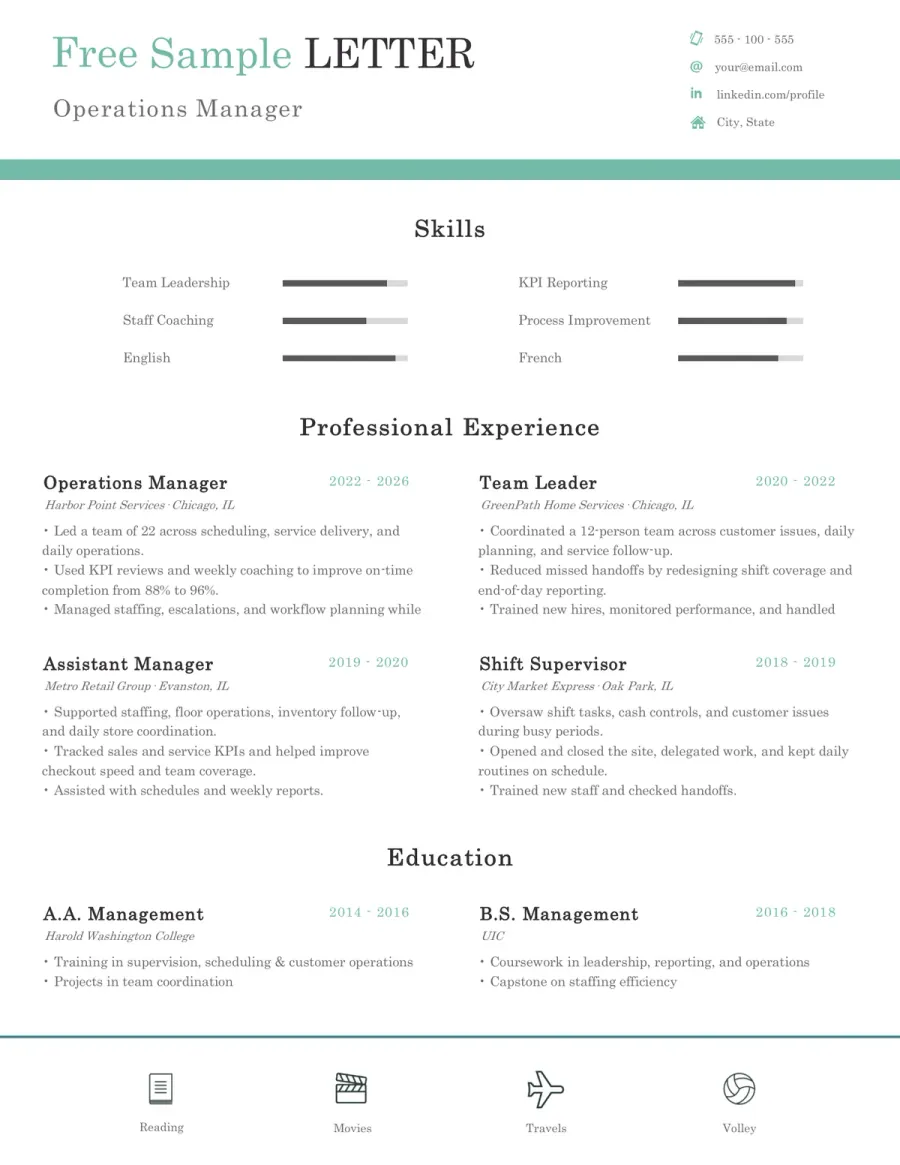 Preview of the Free Management & Executive CV Example You Can Download