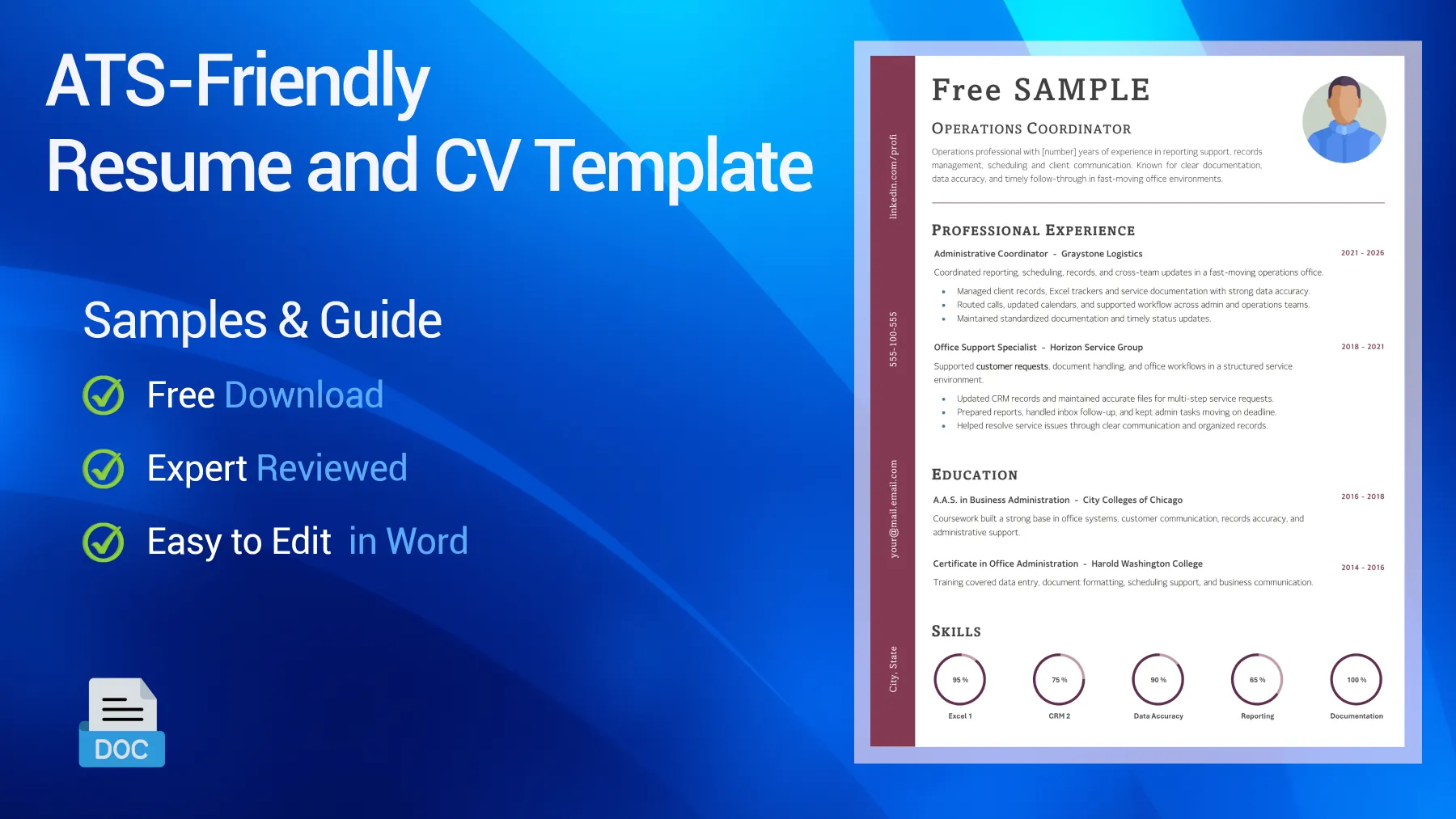 ATS-friendly CV sample with a clean readable structure for online applications